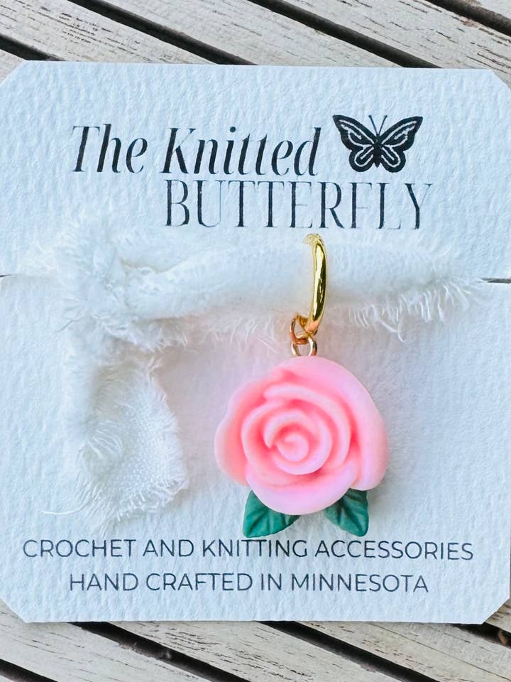 Pretty Little Rose - Pink for wholesale by The Knitted Butterfly