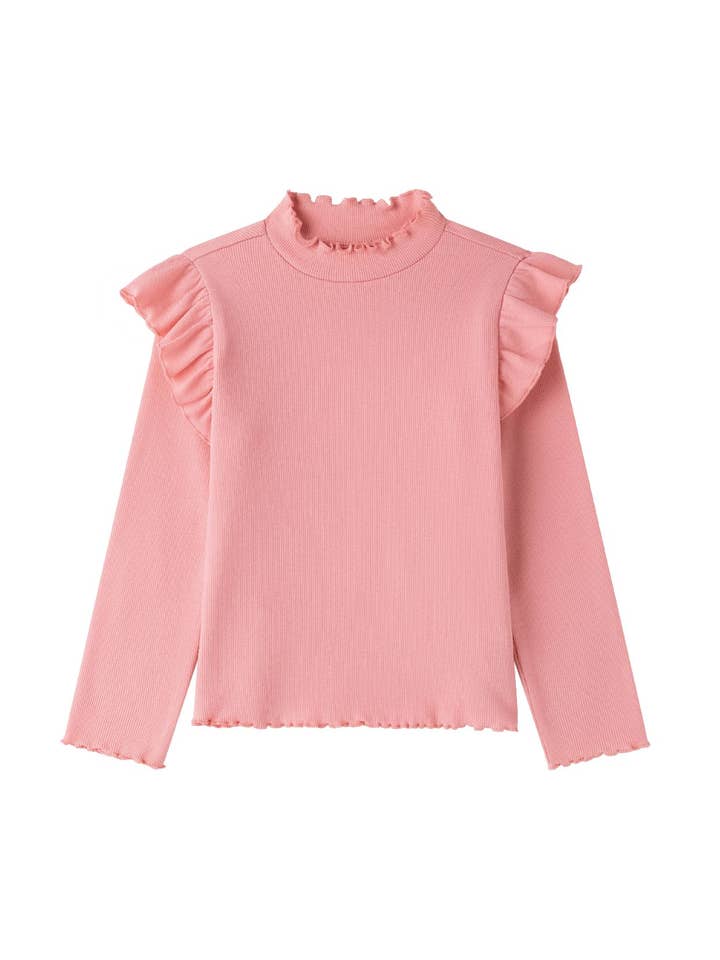 Mädchen Langarm-Basic-Shirt mit Rüschen am Kragen für den Großhandel von Newness Kids