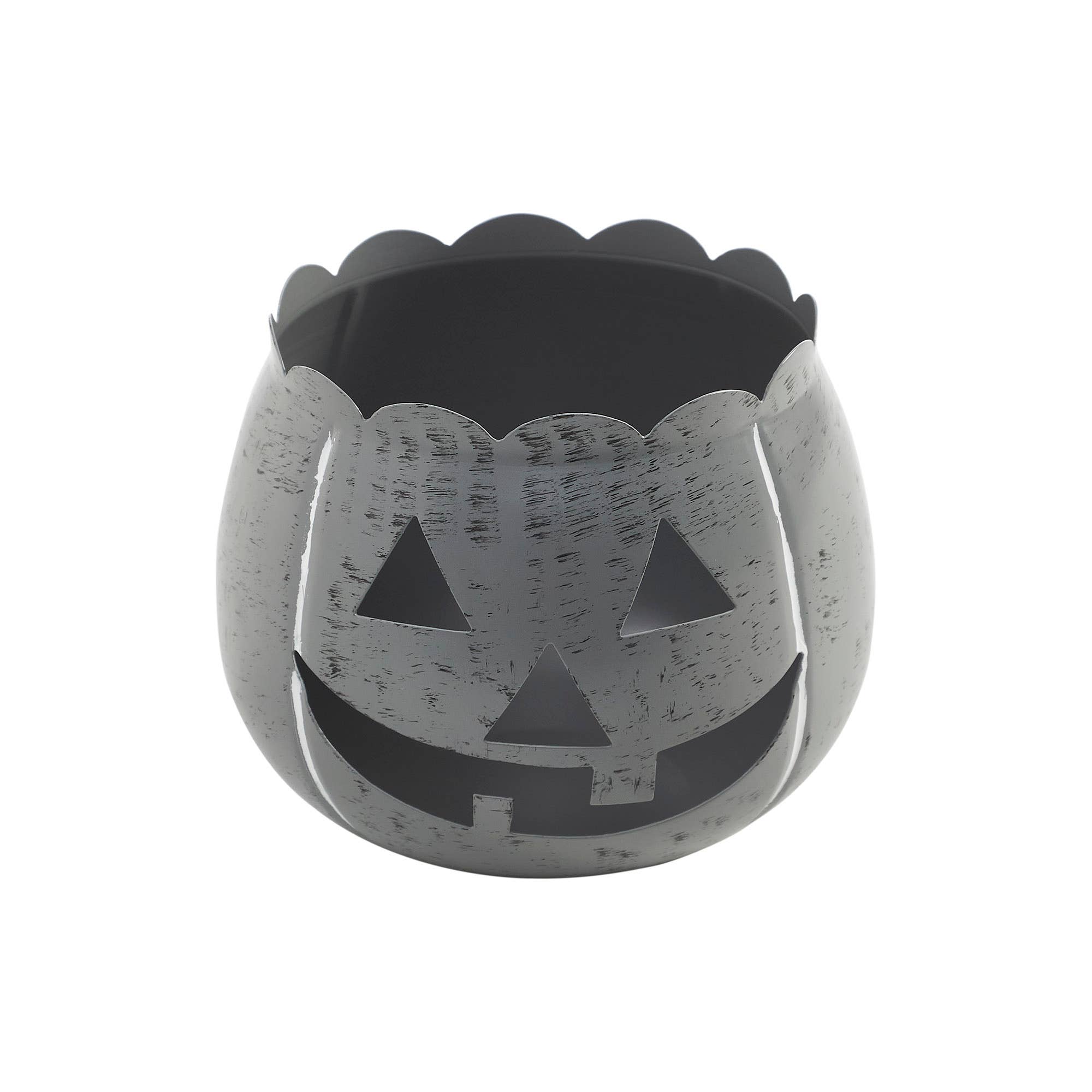 VHC Brands - Vente Bougeoirs - Porte-bougie citrouille d'Halloween gris antique décor de table d'automne saisonnier 15,88x19,05x19,05 cm2