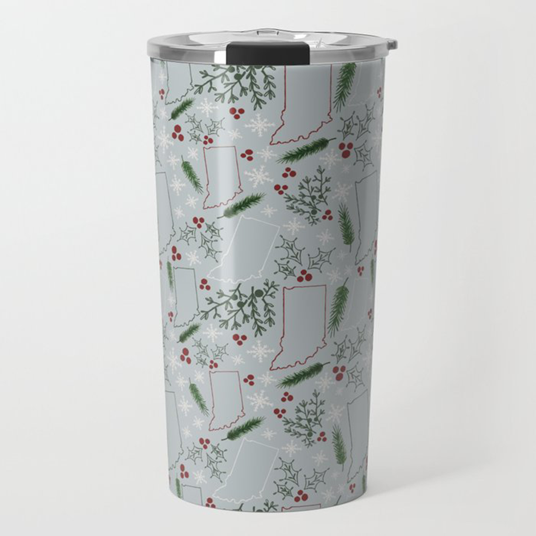 Lauren Ullrich Art - Wholesale Insulated Mug/Tumbler - Indiana Christmas Travel Mug0