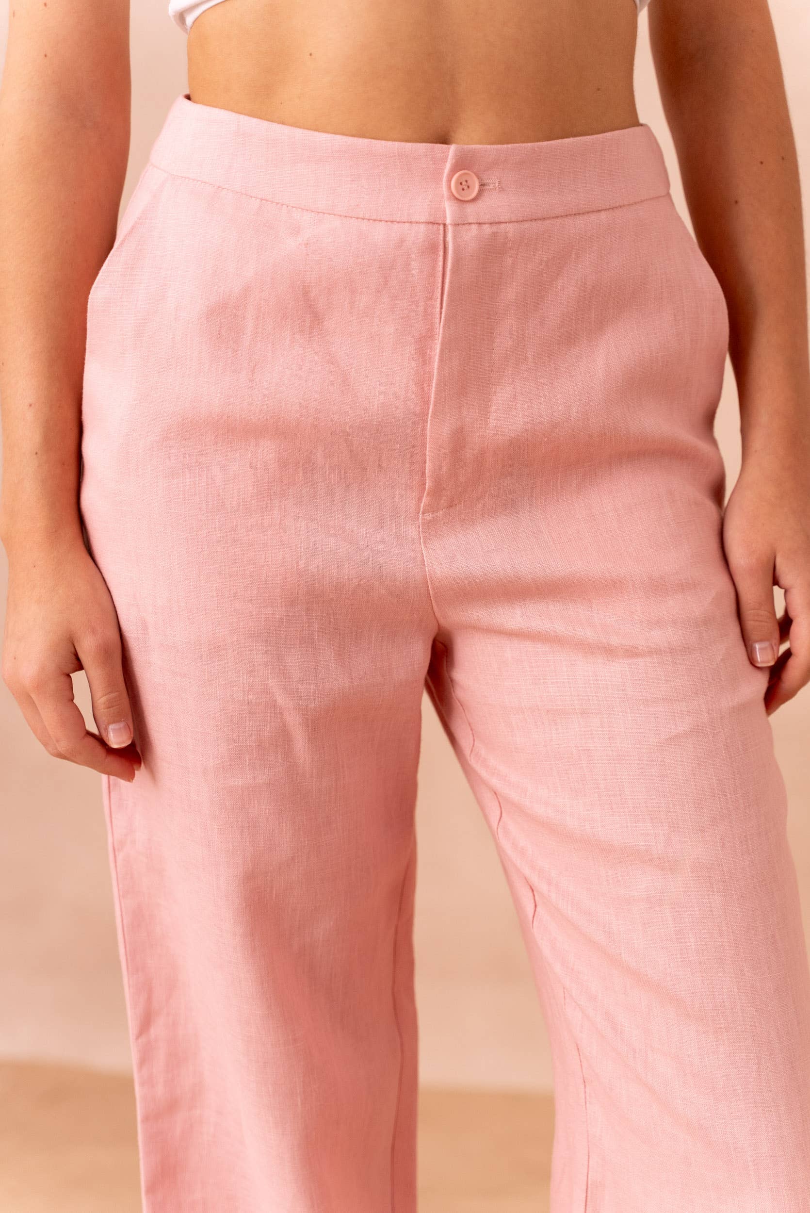 Attentif Paris - Wholesale Pants - Women's - [Linen] Plain straight trousers in premium quality linen39