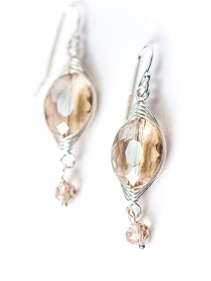 Herringbone Tan Oval Earrings for wholesale by Anne Vaughan Designs Jewelry