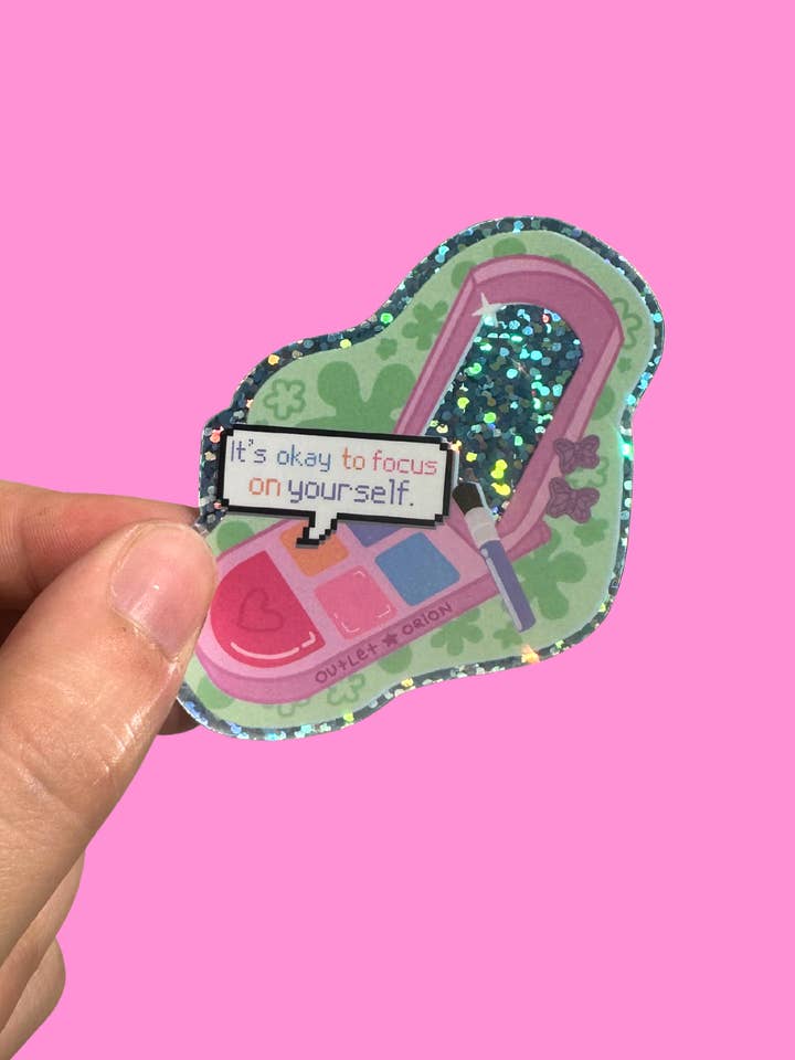 It's Okay to Focus on Yourself Glitter Holographic sticker for wholesale by Outlet Orion