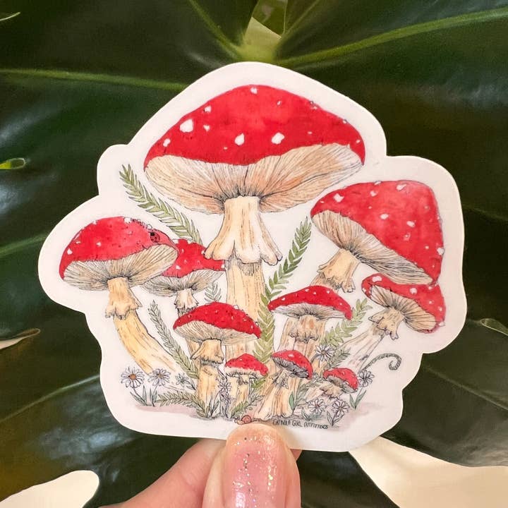 Red Cap Mushroom Sticker - Light-weight / Indoor: πΏπ for wholesale by Granola Girl Outfitters