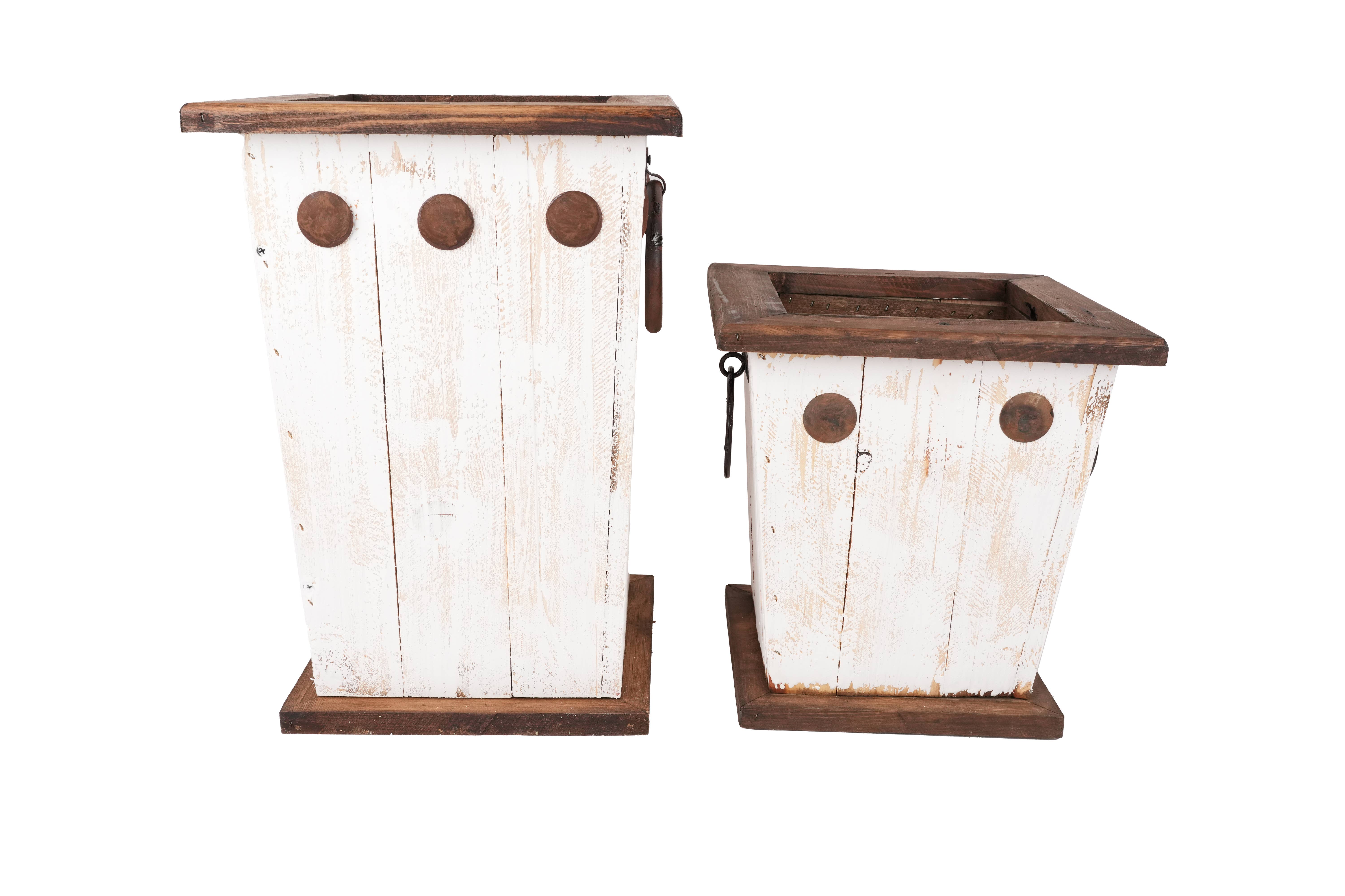 My Amigos Imports - Vente Jardinière - Jardinière rustique en bois avec poignées style ferme Midland - blanche4