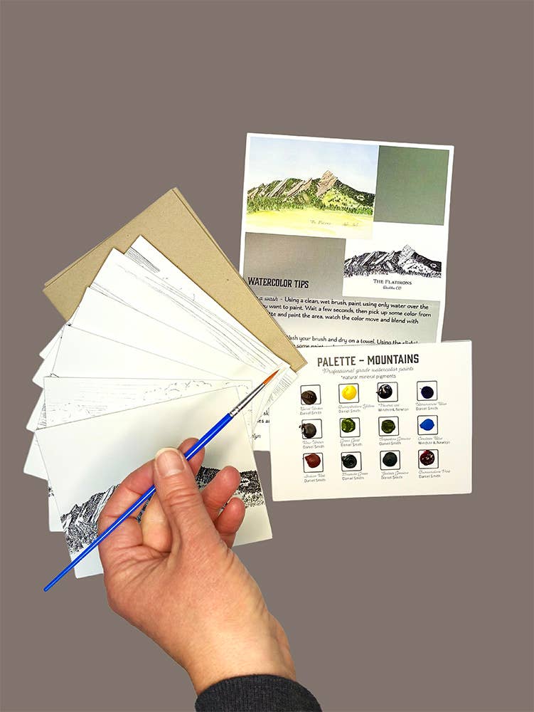 Madrona Press - Wholesale DIY Craft Kit - Watercolor Greeting Card Kit - Mountain 6 Cards 1