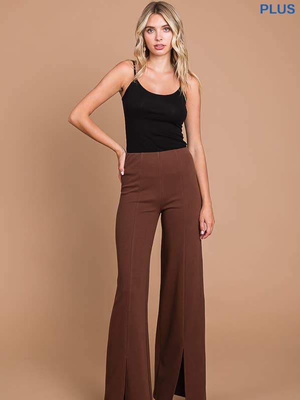 CJP1810X - PANTALON LARGE À FENTE AVANT ET TAILLE HAUTE pour la vente par Culture Code
