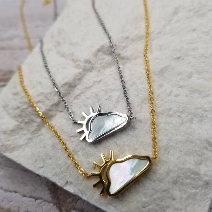 Sun Cloud Pendant Necklace With Shell for wholesale by Treasure Wholesale