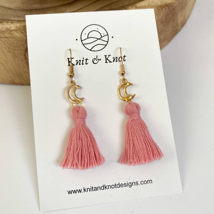 Knit&Knot Designs – Engroshandel Tassel-øreringe – Pink Moon Tassel Øreringe