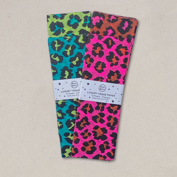 Petra Boase Ltd – Großhandel Seidenpapier – Luxus-Taschentuchpapier / Leopard - Ingwer & Pink
