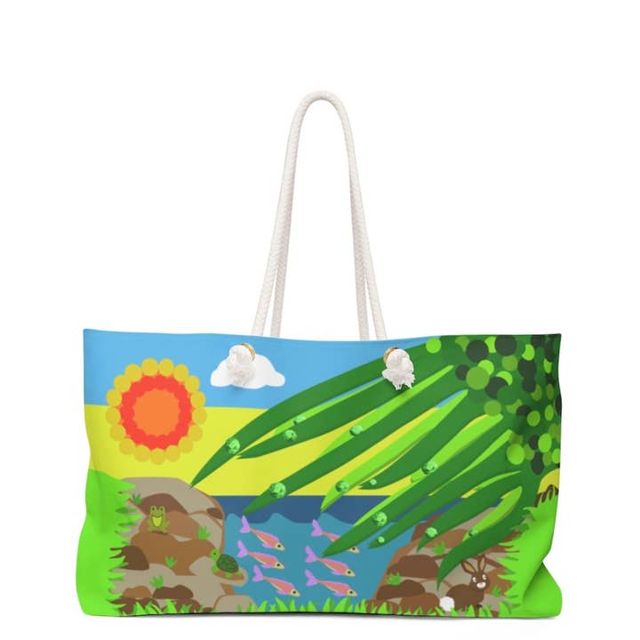 Shorely by Jules Bodacious Beach Bag in Lago Print for wholesale by Jules Handbags