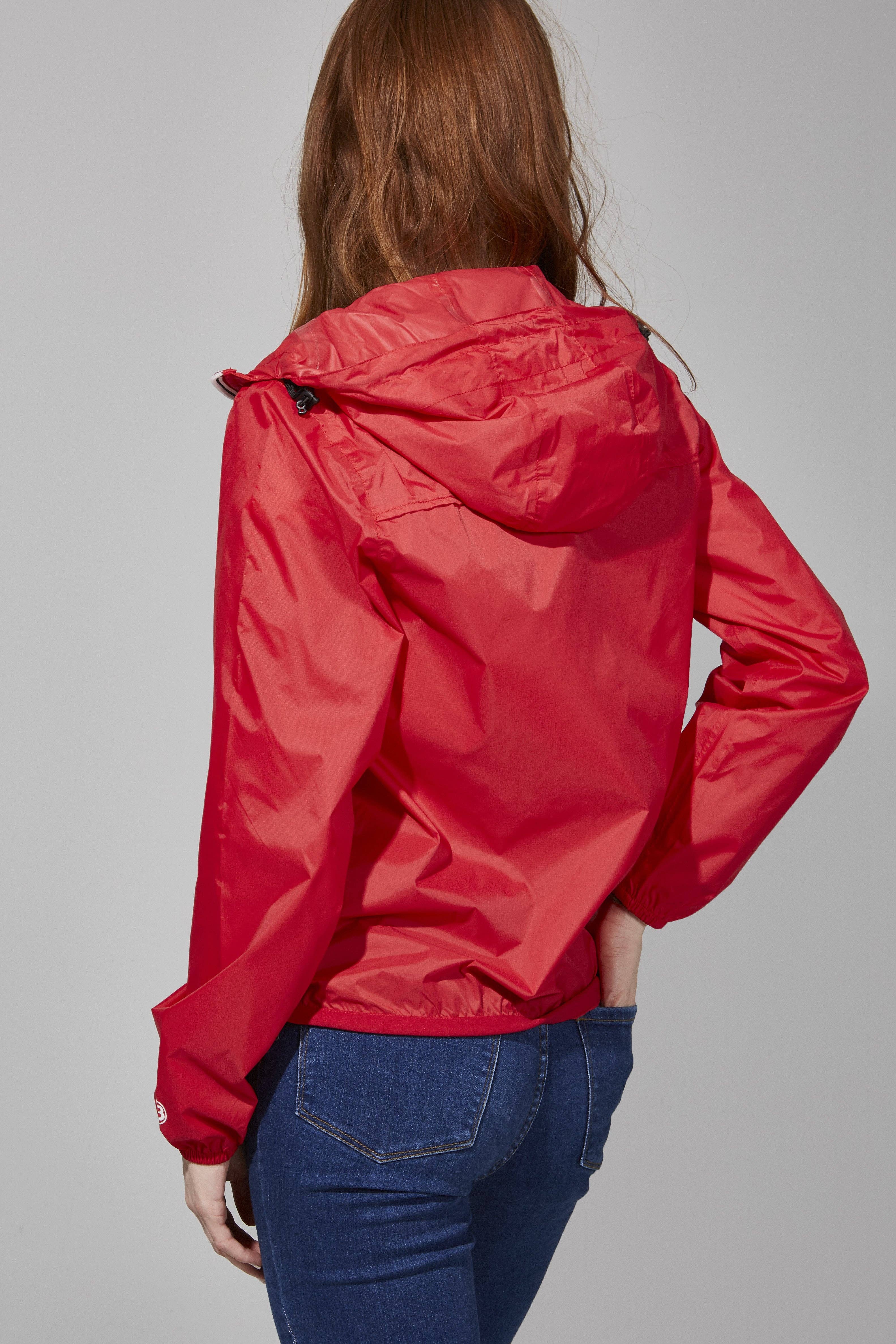 O8 Lifestyle - Wholesale Raincoat - Women's - Sloane - Red Full Zip Packable Rain Jacket1