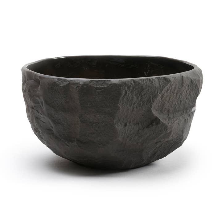Matt finish, black stoneware, large deep bowl. for wholesale by 1882 Ltd.