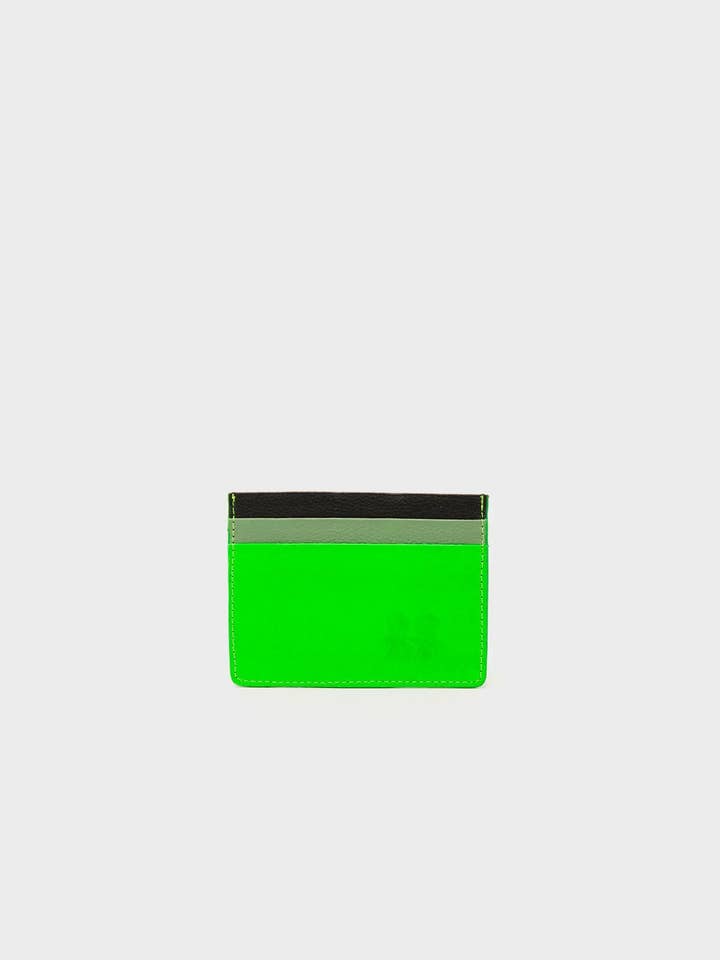 Marchés - Porte-cartes en cuir Filium vert néon - Colorblock pour la vente par Min & Mon