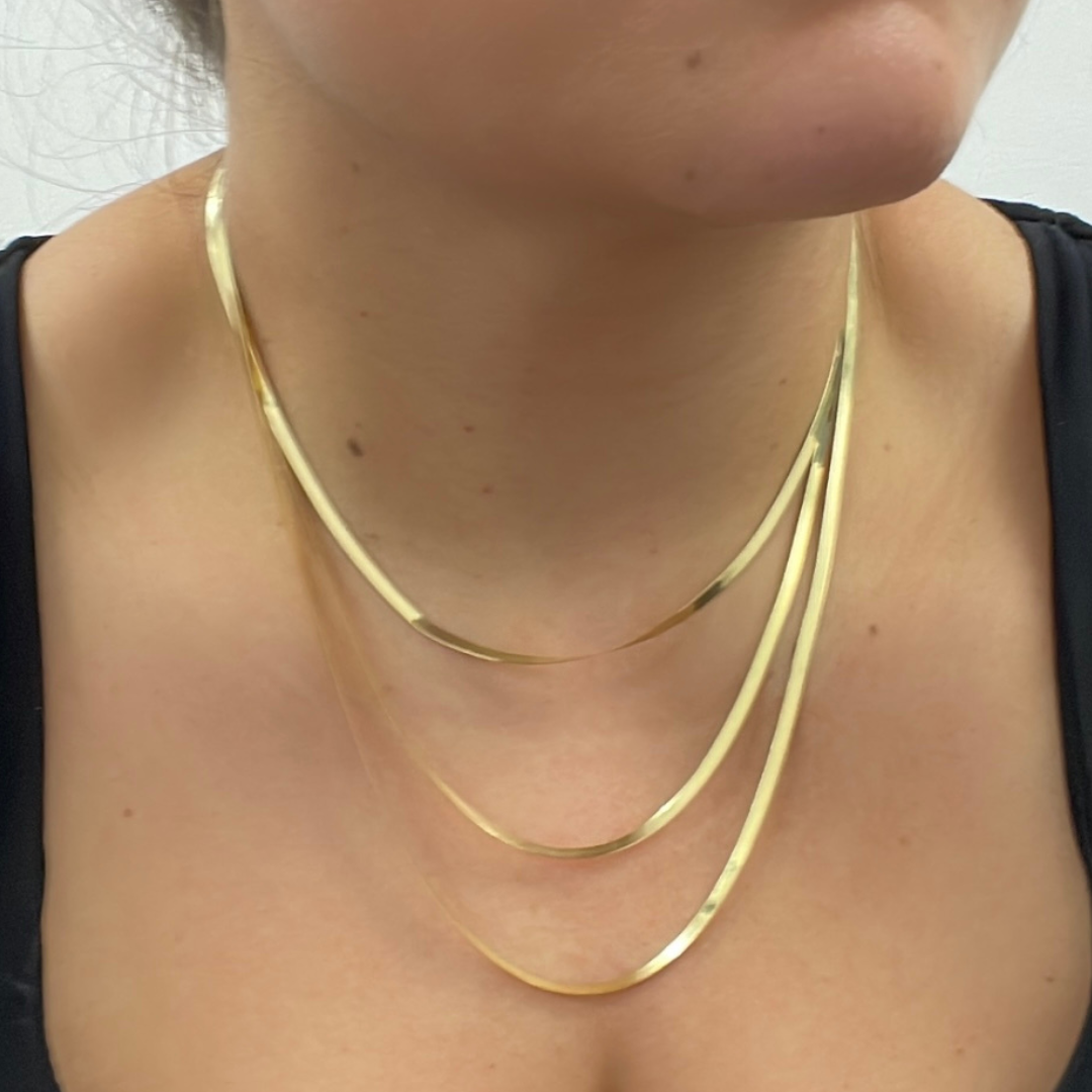 Tresor Jewelry Inc. – wholesale Link & chain necklace – 024G2CPY4L001. 14k Solid Yellow Gold Herringbone Chain0