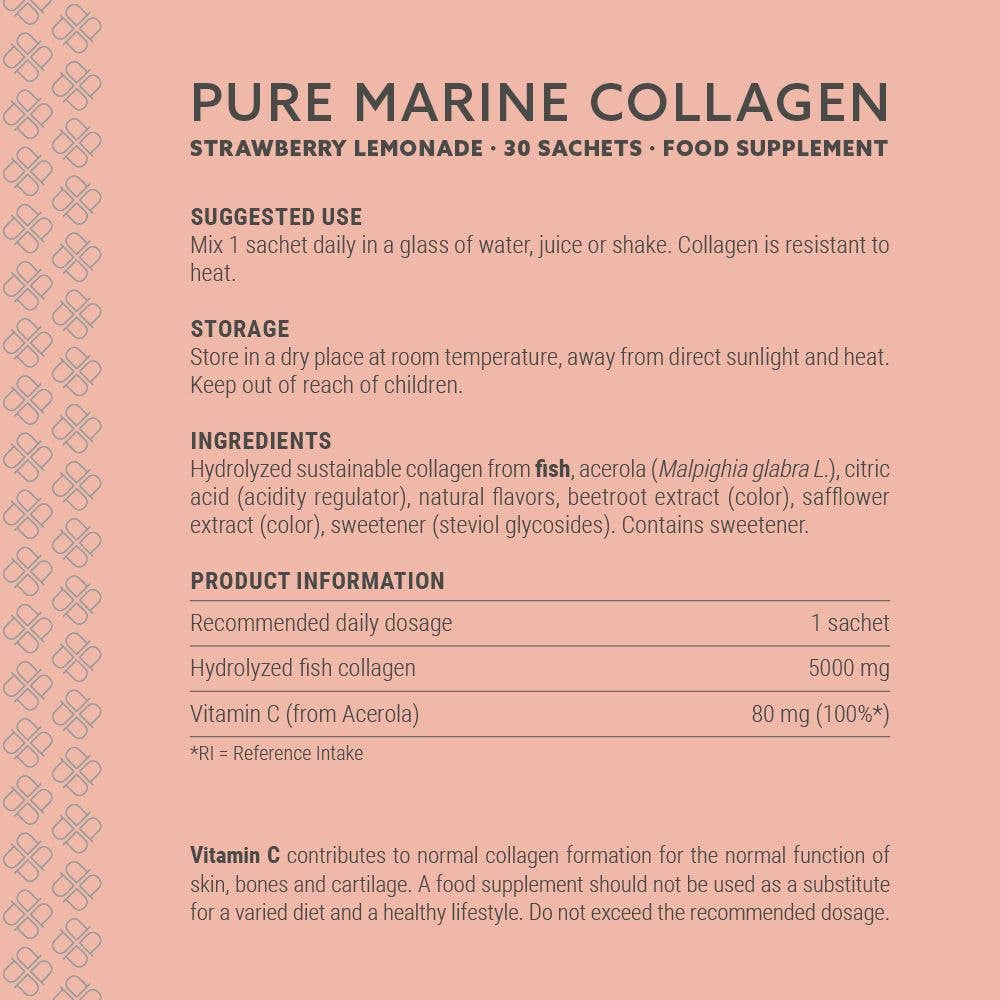 Plent Beauty Care - Wholesale Powdered Health Drink - PURE MARINE COLLAGEN +C - Strawberry Lemonade - 30 sachets7