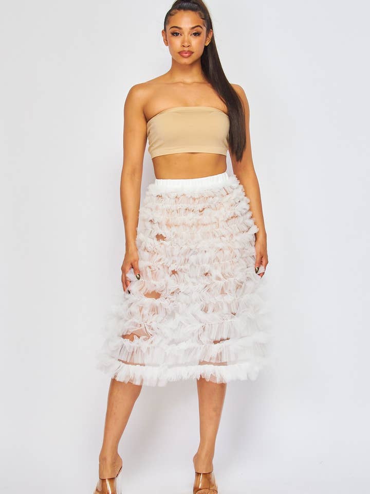 Hot & Delicious – wholesale Skirt – Women’s – Ladylike Sheer Tulle Tiered Midi Circle Skirt (HDS30139)9