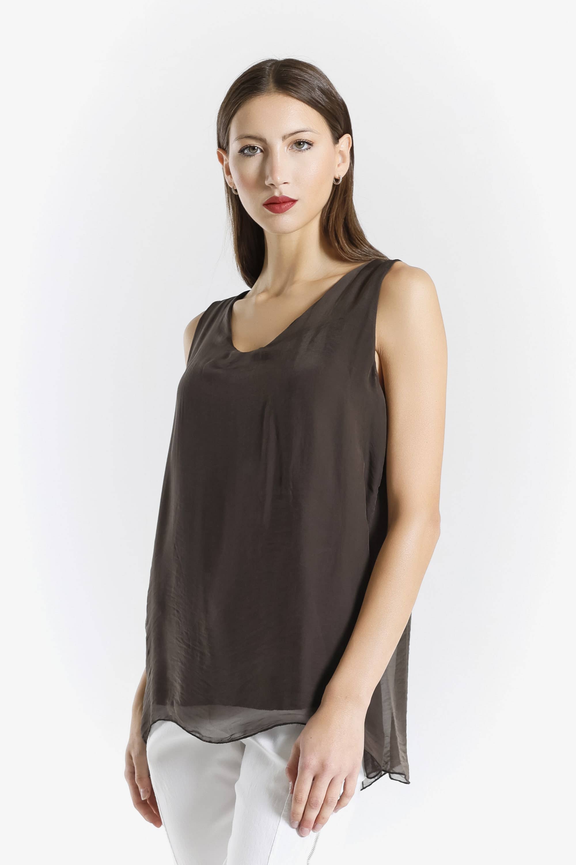 TINA Stephens Italy/Tees By Tina - Wholesale Tank Top - Women's - Dina Silk V-Neck Tank (BT204)15