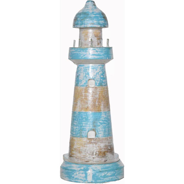 White Elephant - Wholesale Paper Towel Holder - Hand Carved Lighthouse Teal Color Design Paper Towel Holder
