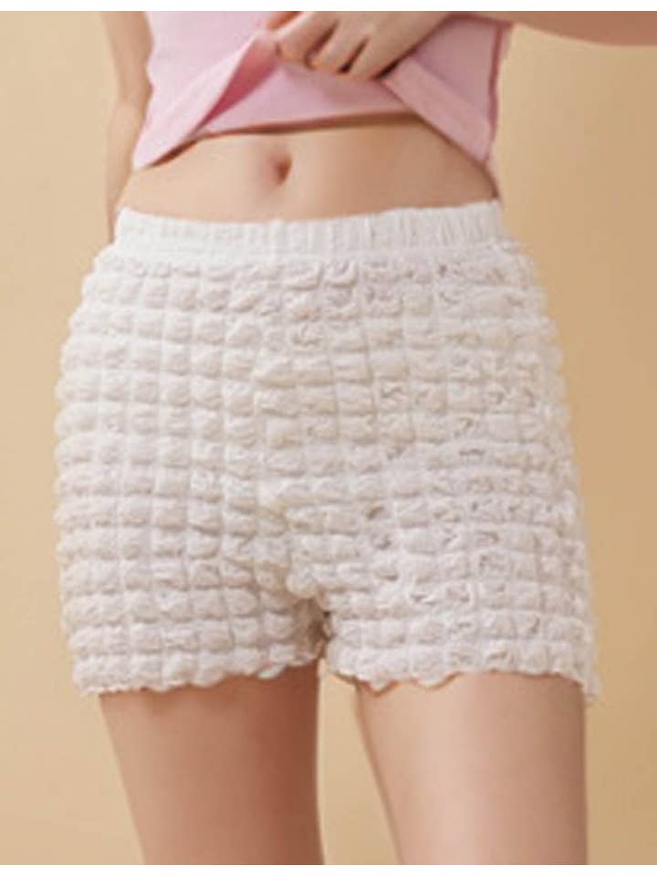 White Ladies Solid Color Ruched Elastic Waist Mini Hot Shorts for wholesale on Faire