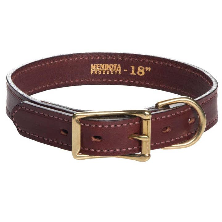 Mendota Pet - Venta al por mayor Collar - Perros - Cuello estándar ancho de cuero (1 pulgada) - Castaño