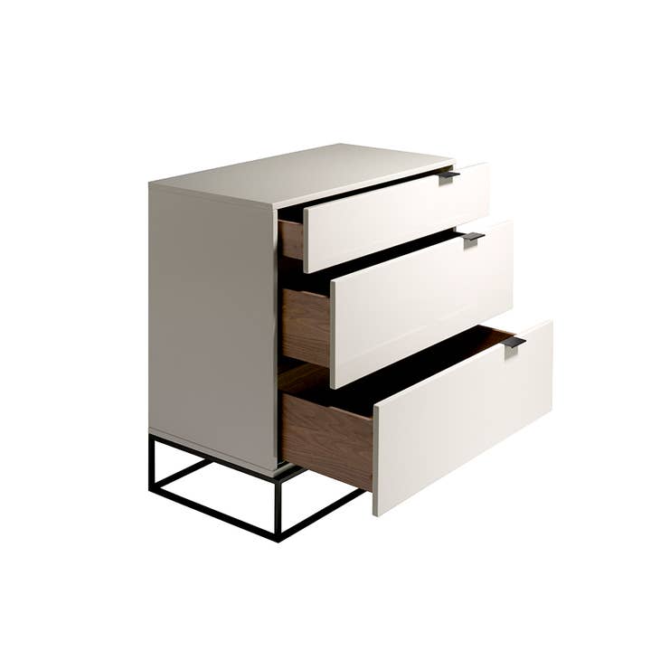 ANGEL CERDA - Wholesale Bedroom Furniture - Dresser in MDF lacquered in Gloss Pearl Grey, handles3