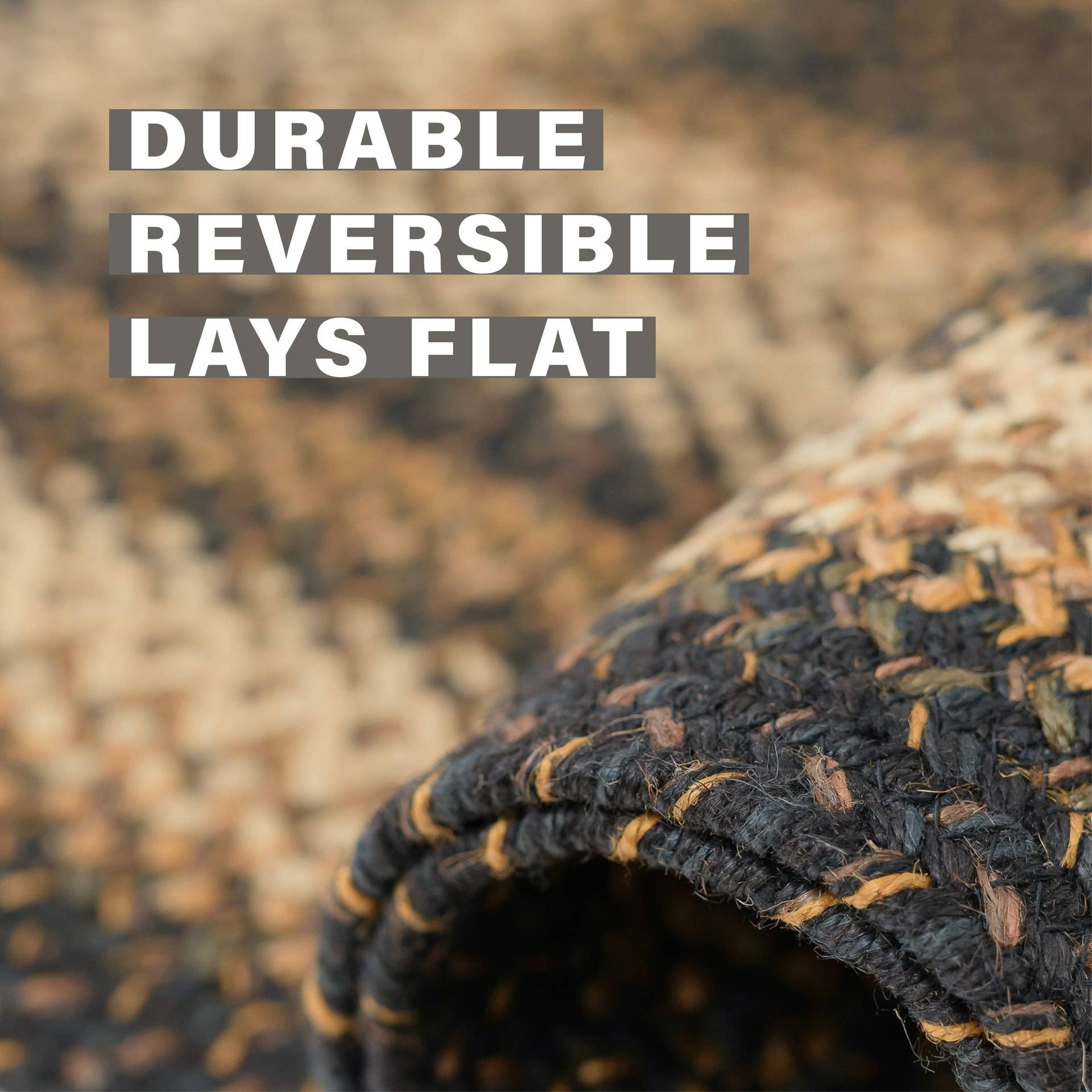 Homespice Decor – wholesale Area rug – Kilimanjaro Non-Shedding Jute Braided Rugs, Black and Tan3