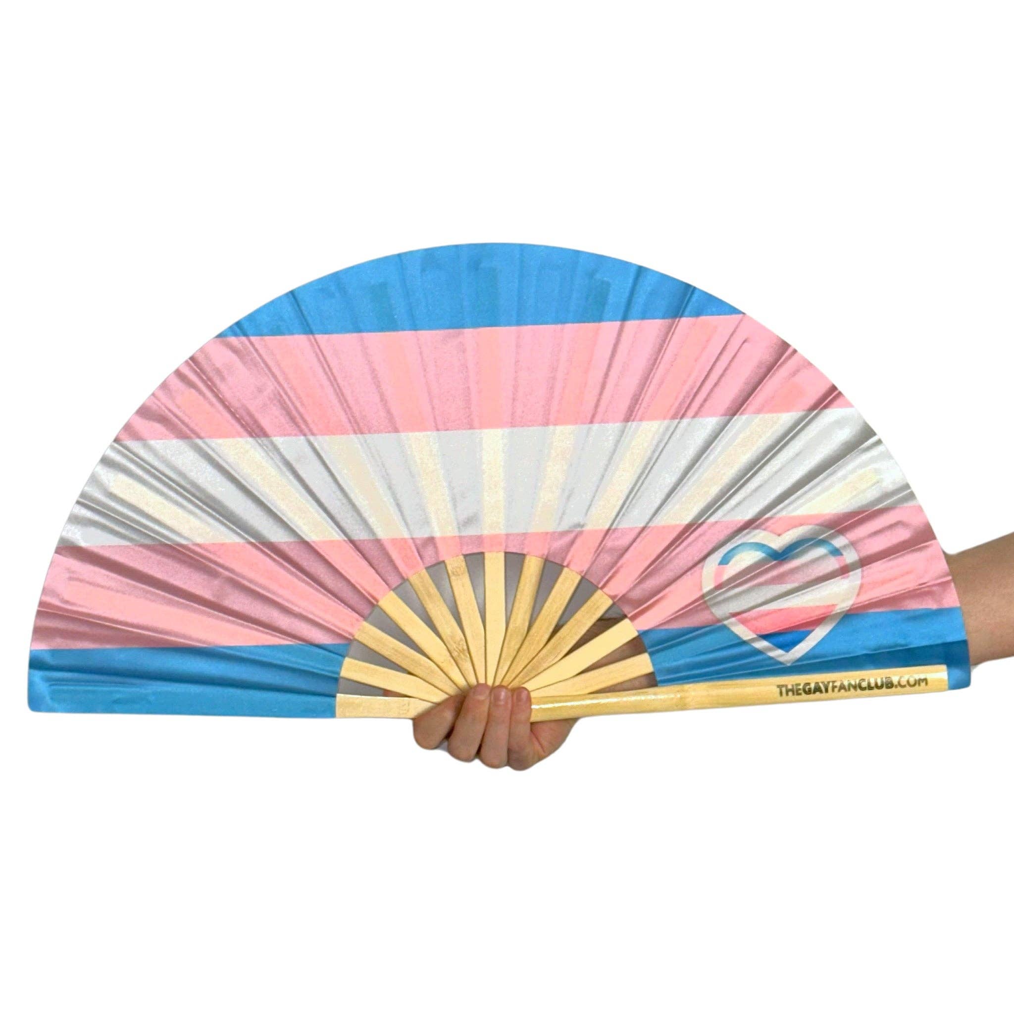 The Gay Fan Club - Wholesale Handheld Folding Fan - Trans Pride Flag Fan3