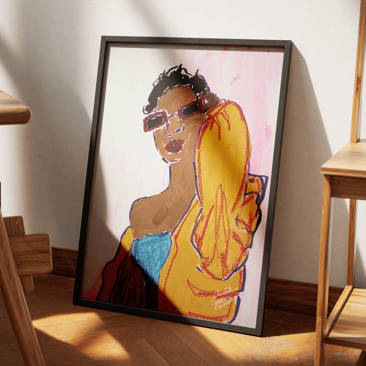 Modern Fashion Portrait Art Print Bold and Colourful Artwork for wholesale by Chantelle Taylor Illustrations