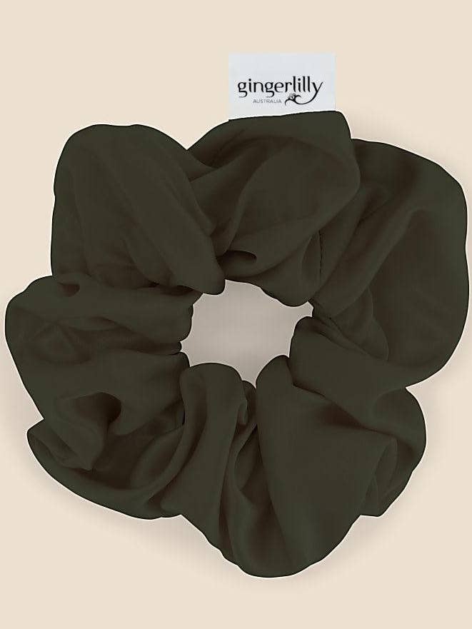 Chouchou serein en pure soie olive pour la vente par Gingerlilly