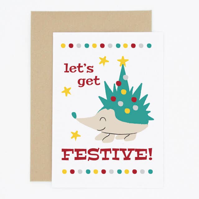 Tarjeta navideña de erizo festivo para venta al por mayor de Madame Annie et Fils