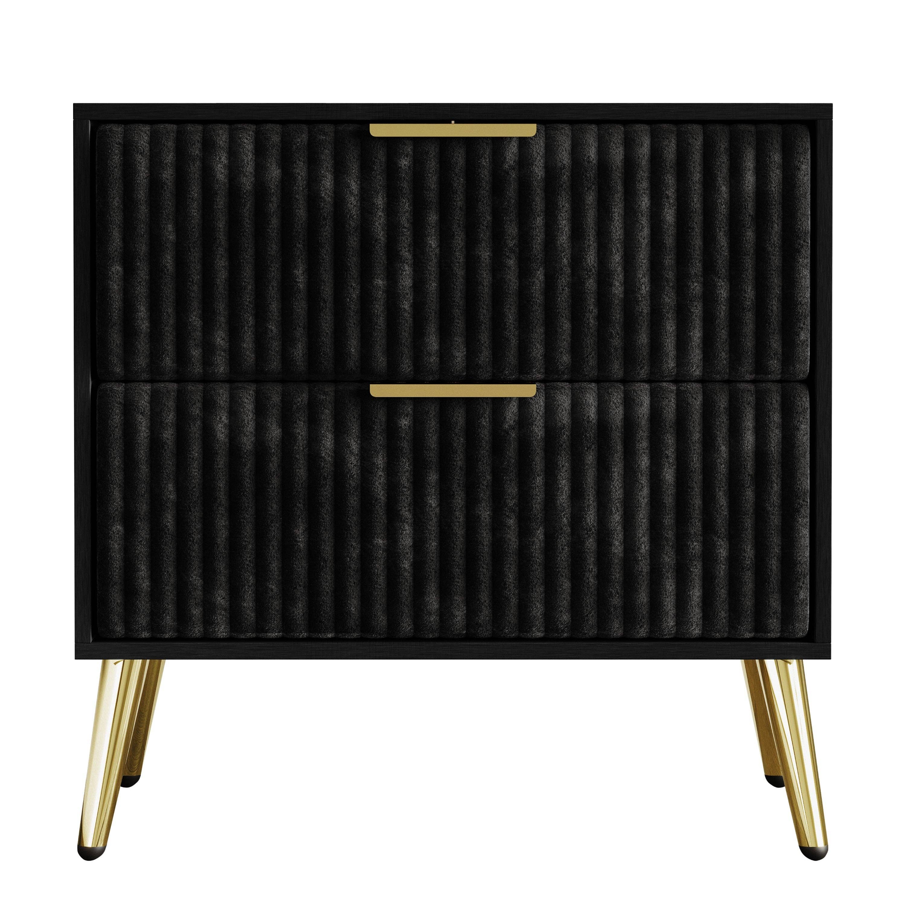 Home Design - Wholesale Bedroom Furniture - Home Design Alva 2 Drawer Nightstand, Black2