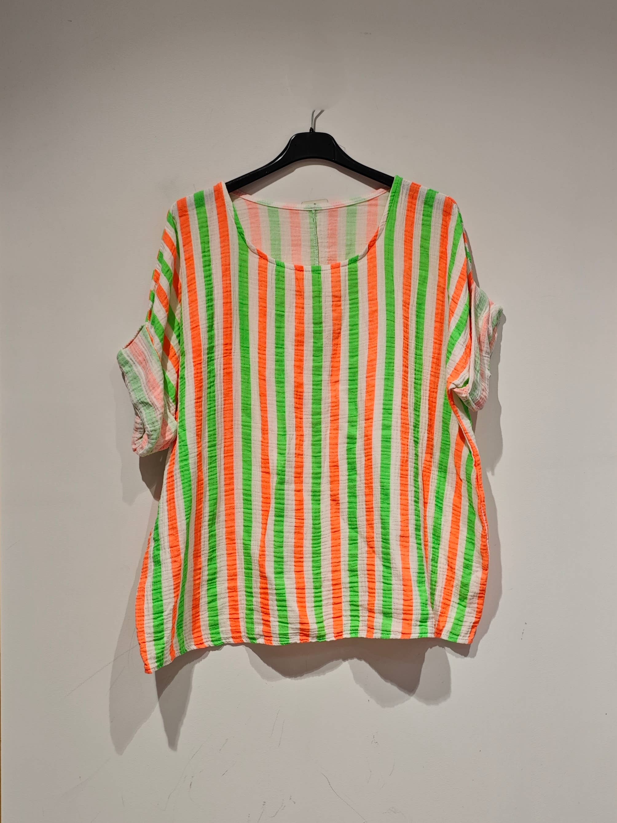 Pomelo paris - Wholesale Blouse - Women's - FLUORESCENT STRIPED COTTON GAUZE0