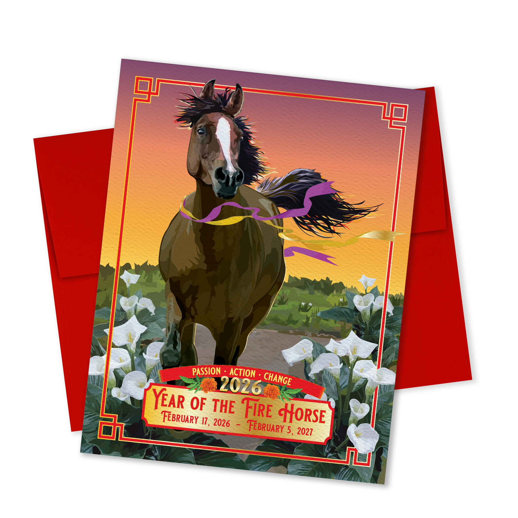The Red Barn Press - Wholesale New Year's Card - 2026 Lunar New Year Card | Year of the Horse 4