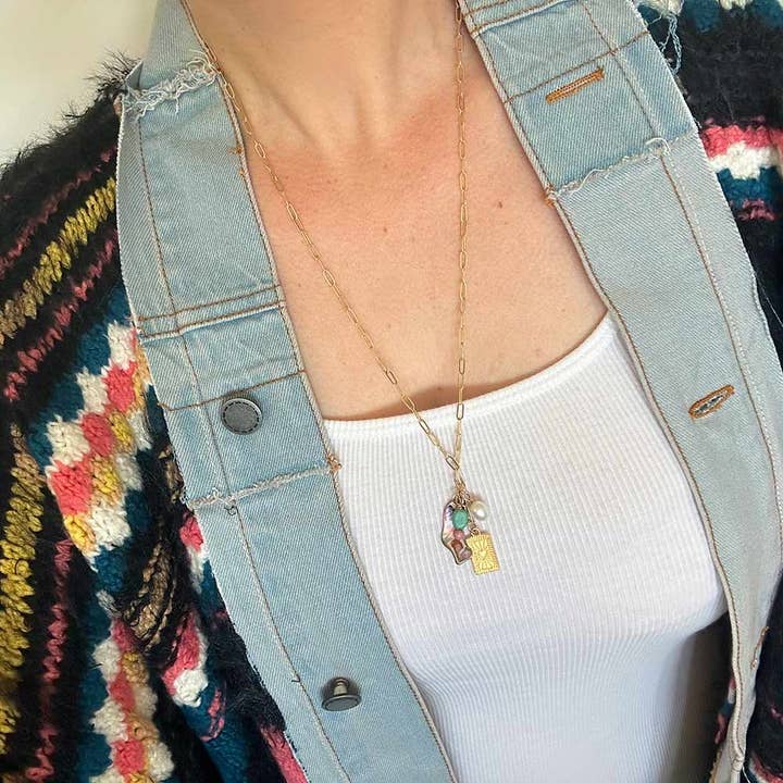 Collar de piedras preciosas en forma de corazón vermeil | Hestia para venta al por mayor de e.b. jewelry studio