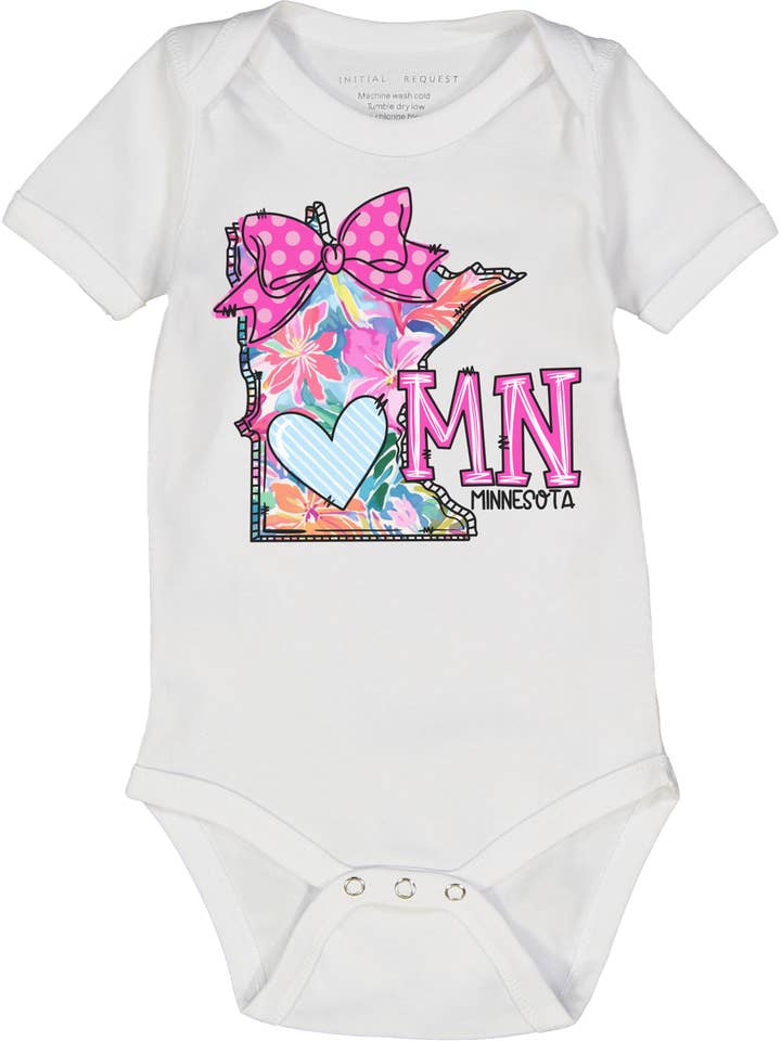 Minnesota Floral State Graphic Short Sleeve Onesie for wholesale by Initial Request