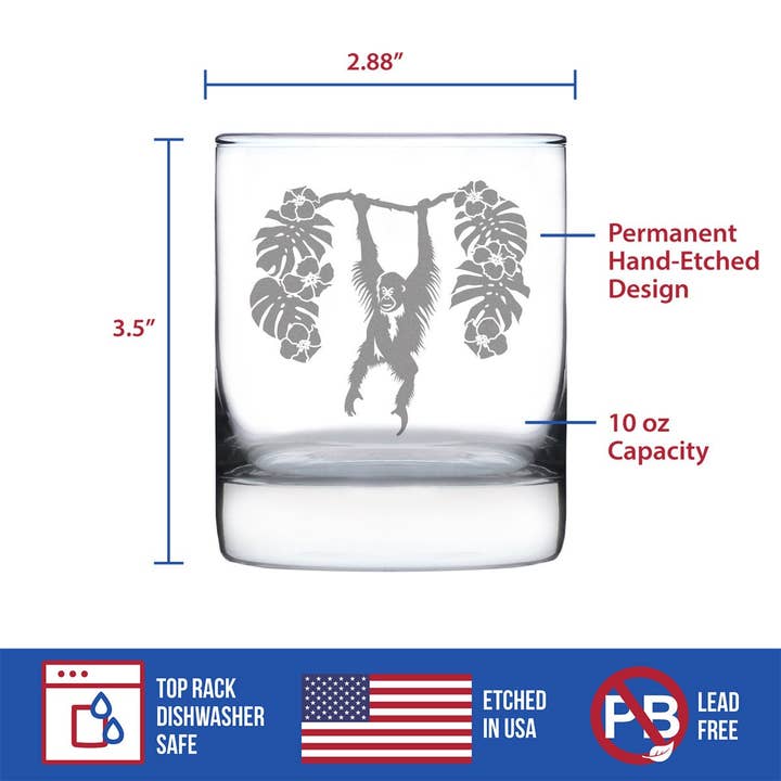 bevvee – Großhandel Cocktail-/Schnapsglas – Orang-Utan Whiskey Rocks Glass — Geschenke und Dekoration für Wildtiere4