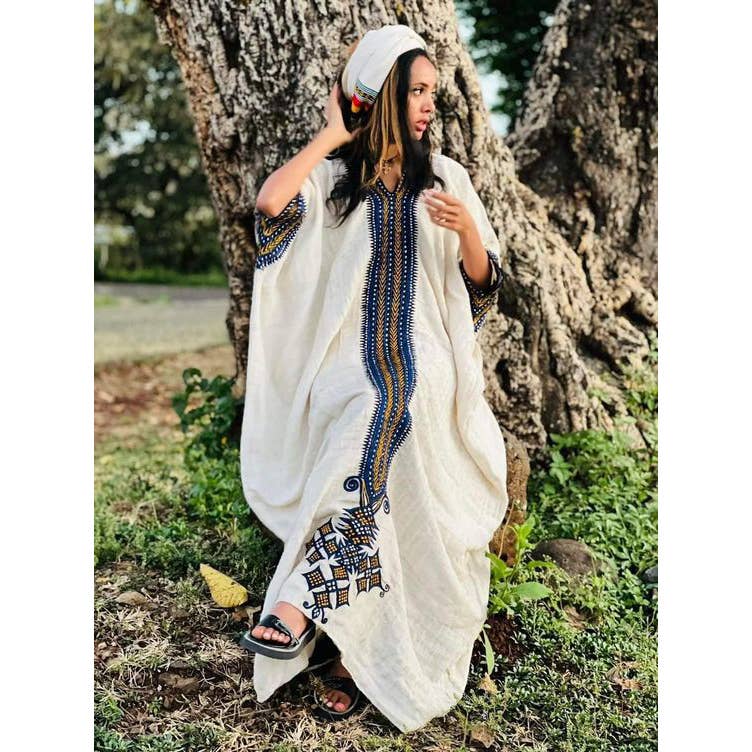 Deseta Design - Wholesale Scarf - Unisex - Ethiopian Style Embroidered Motif (Tilf) Printed Silk Scarf4