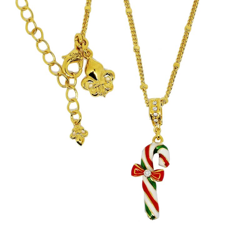 Christmas Candy Cane & Ribbon Enhancer Charm - Ritzy Couture for wholesale by Ritzy Couture by Esme Hecht