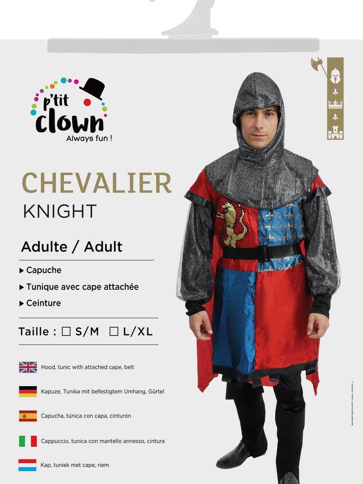 Disfraz de Caballero - Rojo, Azul - Hombre - L/XL para venta al por mayor de P'tit Clown