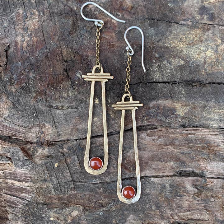 Brass temple with Carnelian stones for wholesale by Salt & Steel