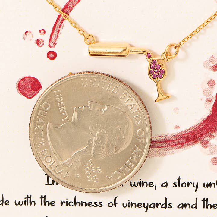 Fame Accessories - Wholesale Pendant/Charm Necklace - Gold Dipped Cz Pouring Wine Pendant Necklace1