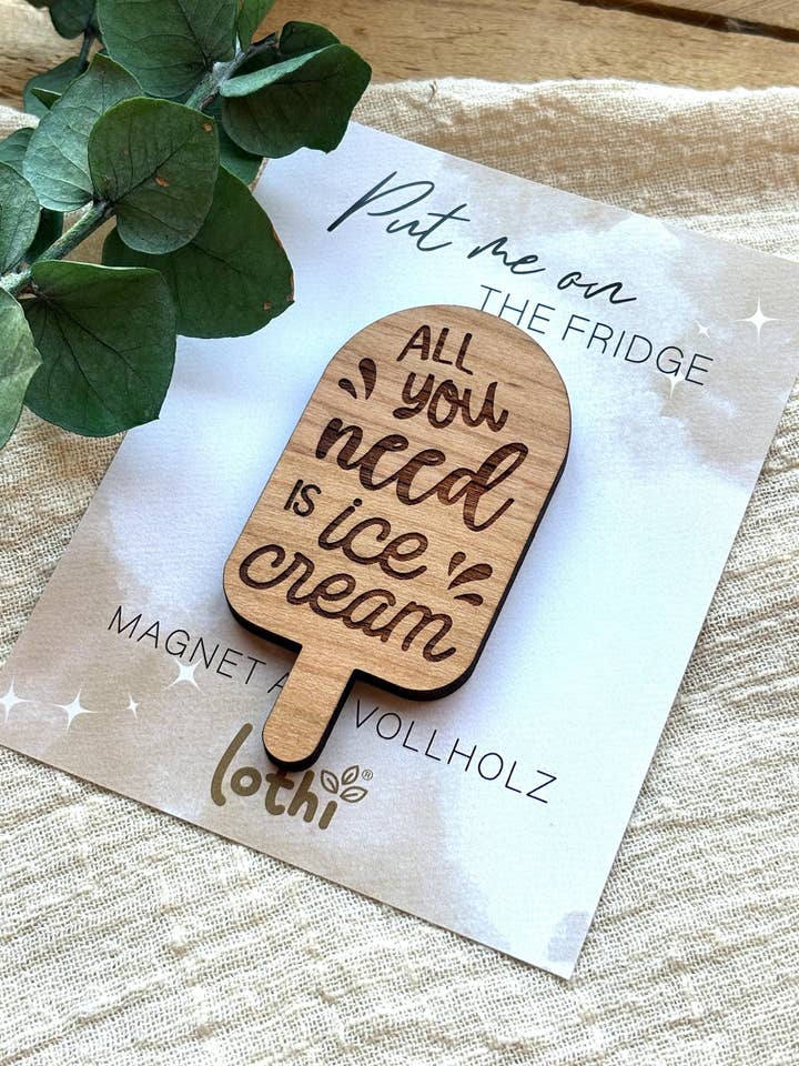 Wooden magnet | Fridge magnet | Wooden magnet | Solid wood | Magnet quote | Ice cream | Gift idea for wholesale by Lothi
