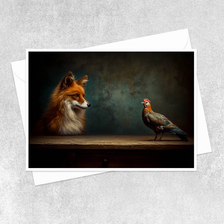 Tarjeta de Felicitación en Blanco Zorro y Pluma 217AS para venta al por mayor de Salty Alyce