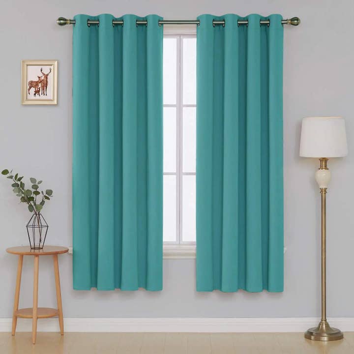 Teal Blackout Thermal Curtains – Eyelet Top, 2 Panels for wholesale by The Fitted Sheets