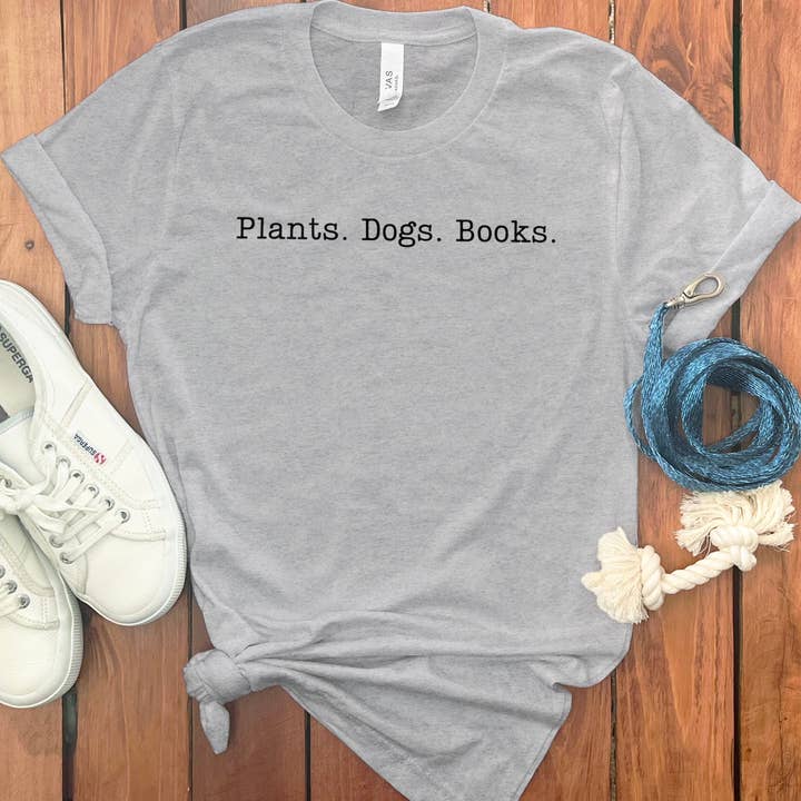 Puppy Jo - Wholesale Screen Printed T-Shirt - Women's - PLANTS DOGS BOOKS T-SHIRT2