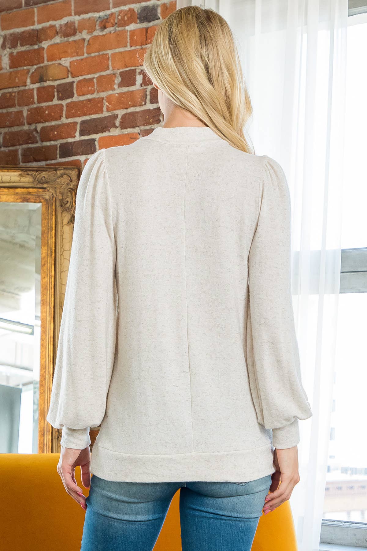 You & Me - Vente Haut en maille – femme - VENTE ! ! ! PPT21143 - HAUT À MANCHES BOUFFANTES À COL ROND - ANTHRACITE29