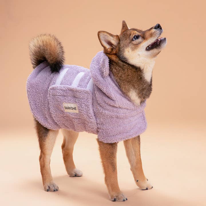 BARKSHE - Vendita all'ingrosso Felpa con cappuccio - Cani - Accappatoio per cani//Lilla