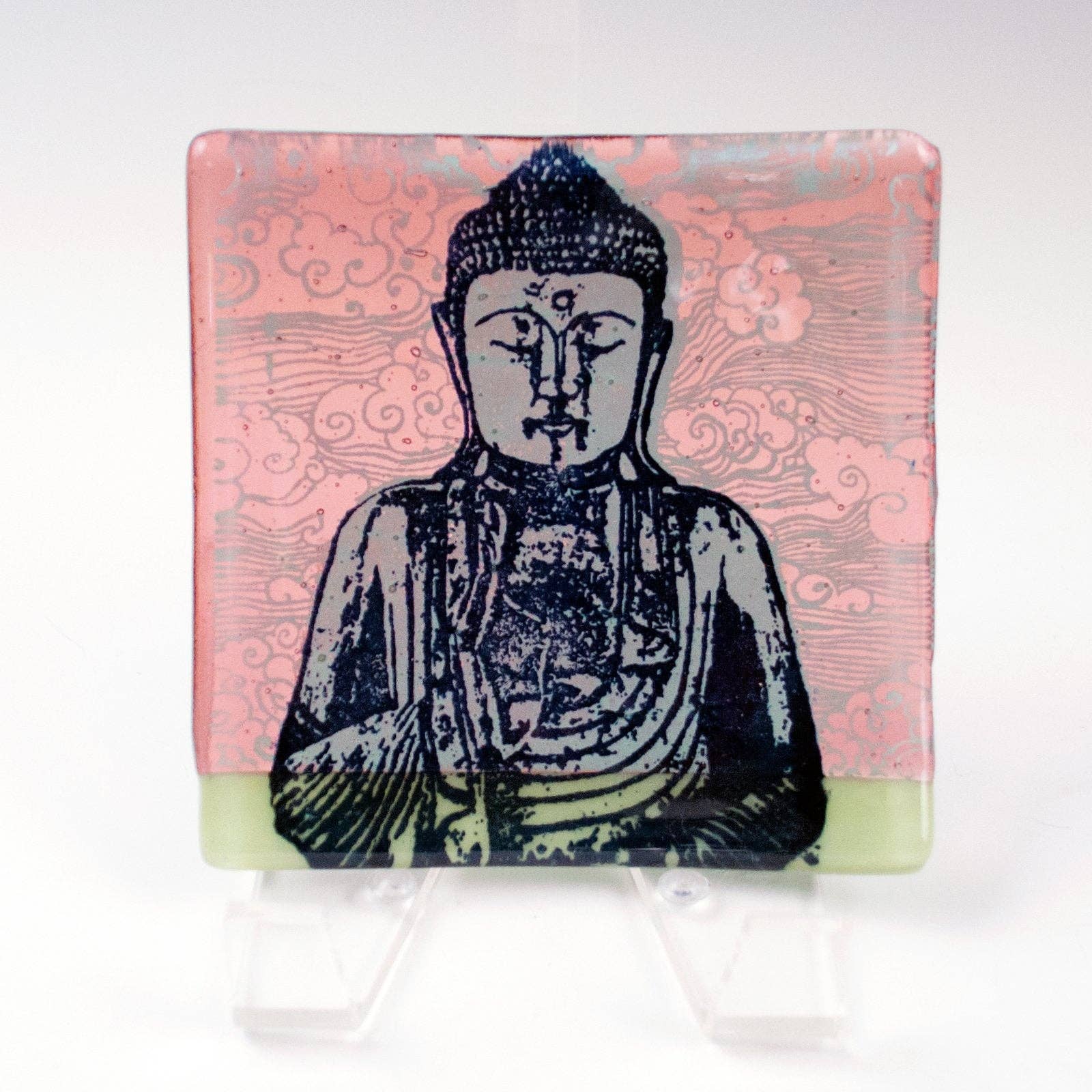Kiku Handmade | Contemporary Fused Glass Home Goods - Wholesale Decorative Plate/Dish/Bowl - Buddha Fused Glass 4.5" Catch-all Dish2