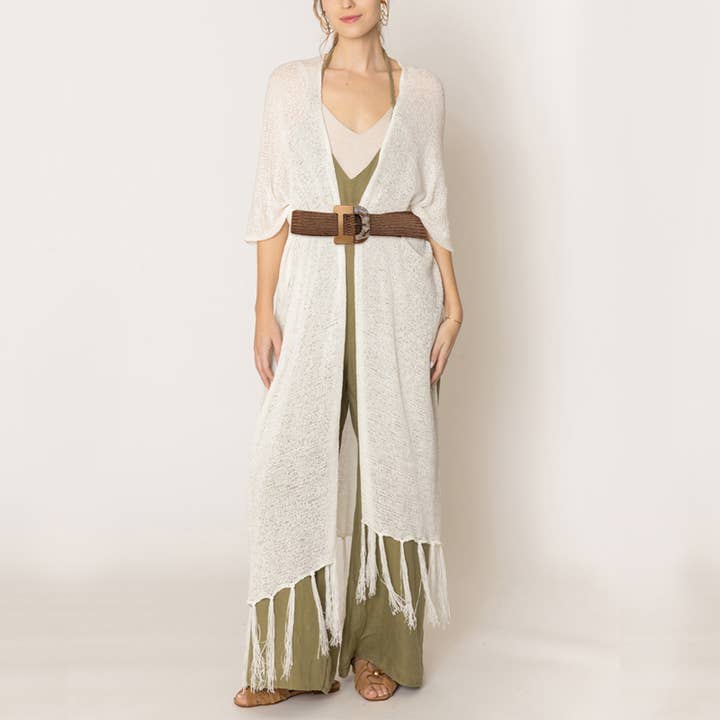 Fashion City - Venta al por mayor Kimono - Mujer - Cárdigan largo de punto con flecos y forro tipo kimono22